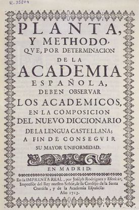 Portada composici�n nuevo diccionario de 1713 (RAE)
